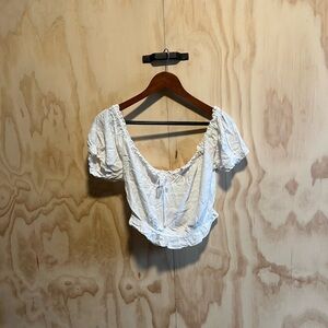 Brandy Melville John Gilt Off The Shoulder Crop Top O/S White